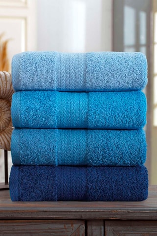 4 serviettes de toilette - Bleu - 50 x 85 cm