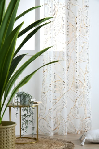 Cortinado - Branco e dourado - 140 x 260 cm