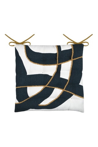 Almofada de cadeira - Azul e caqui - 38 x 38 cm