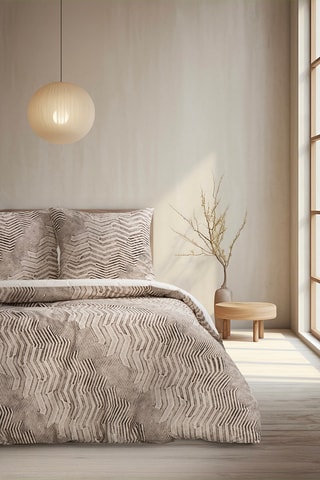 Parure de couette réversible en coton Delda - 57 fils/cm² - Beige