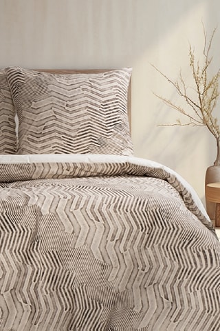 Parure de couette réversible en coton Delda - 57 fils/cm² - Beige