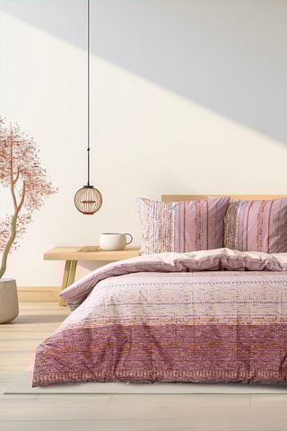 Conjunto de edredão em algodão Efonte - 57 fios/cm² - Rosa e ocre