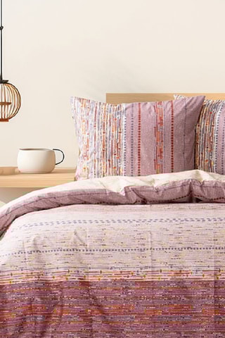 Conjunto de edredão em algodão Efonte - 57 fios/cm² - Rosa e ocre