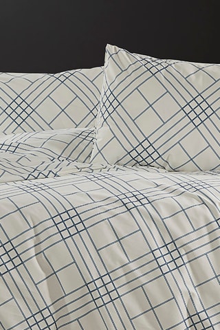 Conjunto de edredão em algodão Faelora - 57 fios/cm² - Branco e azul