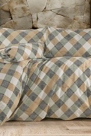 Conjunto de edredão em algodão Trinora - 57 fios/cm² - Verde e bege