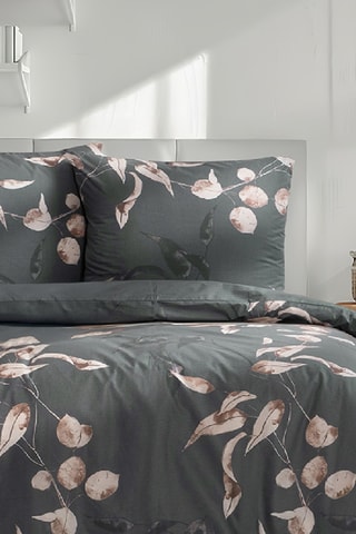 Parure de couette en coton Tivory - 57 fils/cm² - Anthracite et beige