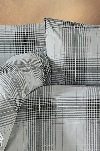 Conjunto de edredão em algodão Nima - 57 fios/cm² - Branco e caqui