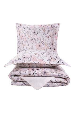 Parure de couette réversible en satin de coton Joceline 83 fils/cm² - Rose et beige