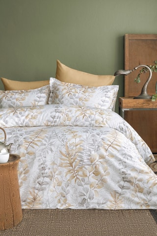 Parure de couette réversible en satin de coton - 83 fils/cm² - Beige