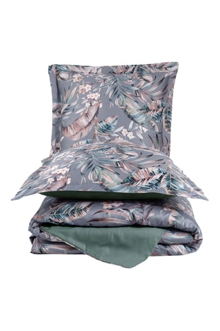 Parure de couette réversible en satin de coton Laorine - 83 fils/cm² - Vert