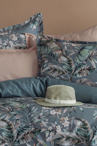 Parure de couette réversible en satin de coton Laorine - 83 fils/cm² - Vert