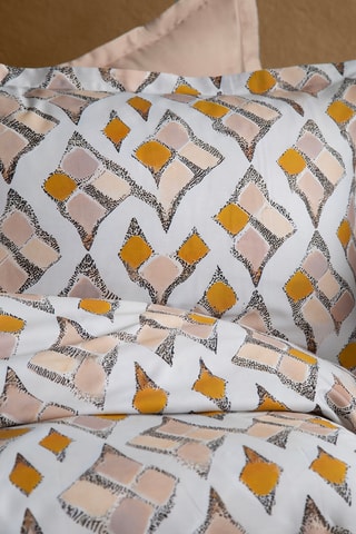 Conjunto de edredão em cetim de algodão Crassa 83 fios/cm² - Âmbar e branco