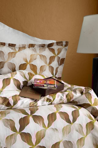 Conjunto de edredão em cetim de algodão Illusion 83 fios/cm² - Bege e castanho