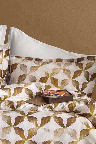 Conjunto de edredão em cetim de algodão Illusion 83 fios/cm² - Bege e castanho