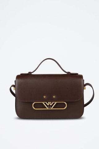 Sac bandoulière en cuir - Marron - Emporio Armani