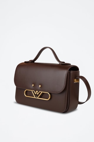 Sac bandoulière en cuir - Marron - Emporio Armani