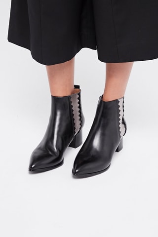 Bottines en cuir  - Noir 