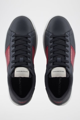 Baskets en cuir - Bleu nuit et rouge