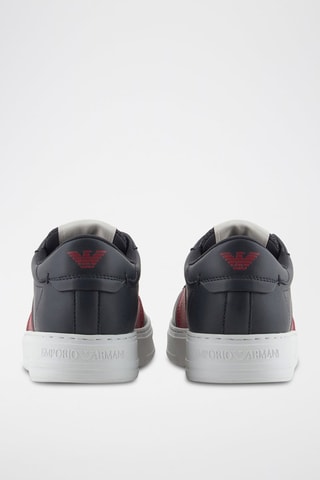 Baskets en cuir - Bleu nuit et rouge