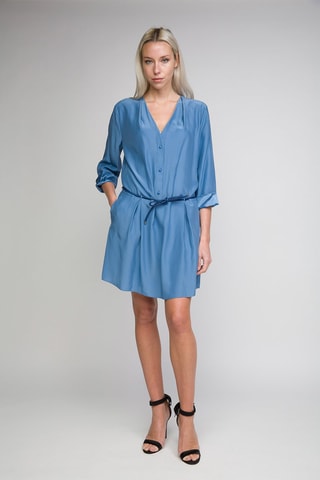Robe chemise en soie - Bleu - Emporio Armani