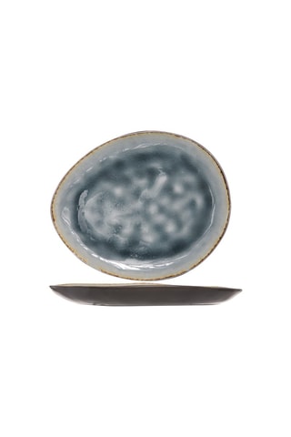 Assiette à dessert ovale en grès Laguna - 19,5 x 16 cm