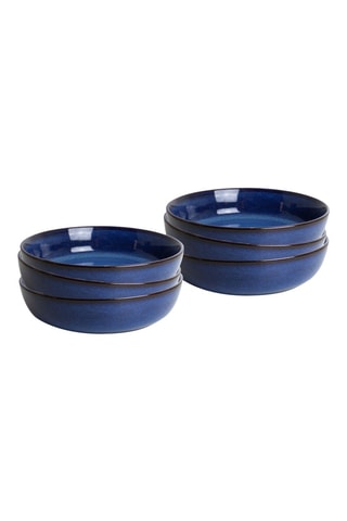 6 assiettes creuses en céramique Blue Moon - 90 cl