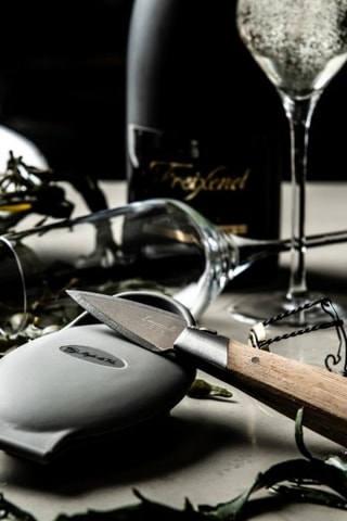 Couteau à huitres en acier inoxydable et hêtre Luxury Line