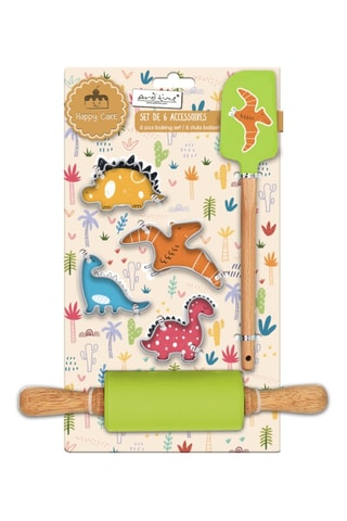 Set de 6 accessoires en silicone, bois et acier inoxydable Happy Cake