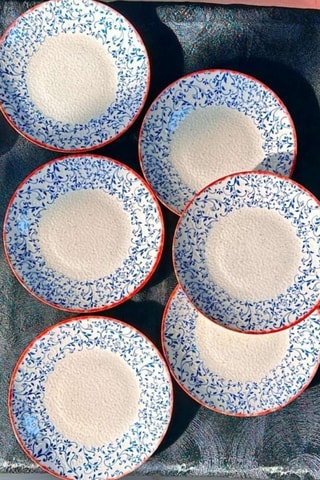 6 assiettes plates en porcelaine - 25 cm