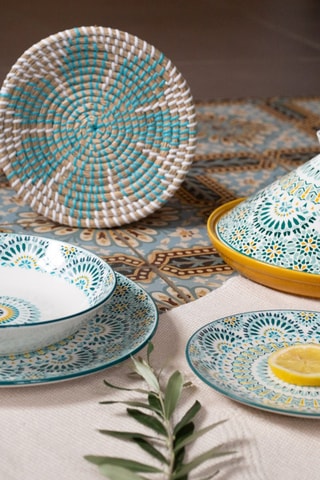 Assiette décorative en fibres végétales Mandala - 35 cm