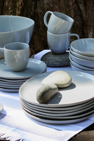 6 assiettes plates en céramique Galet - 20,3 cm