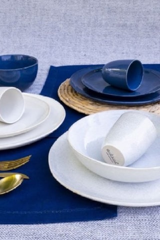 6 assiettes plates en céramique Oia - 26 cm