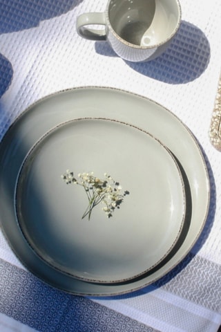 6 assiettes plates en céramique Galet - 26,8 cm