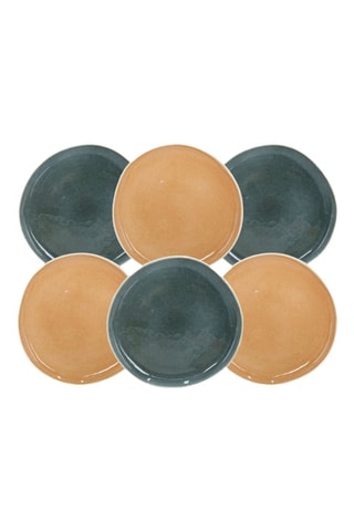 6 assiettes plates en céramique Coralia - 27 cm