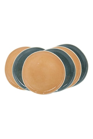 6 assiettes plates en céramique Coralia - 27 cm