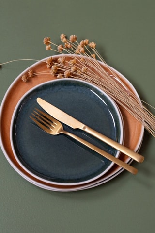 6 assiettes plates en céramique Coralia - 27 cm