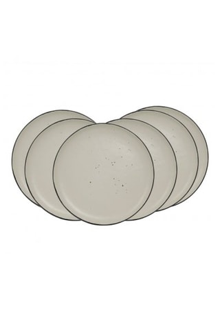 6 assiettes plates en céramique Japandi - 27,3 cm