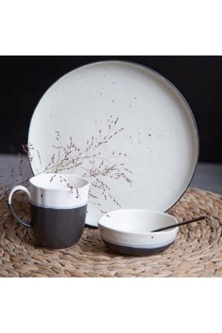 6 assiettes plates en céramique Japandi - 27,3 cm