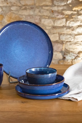 6 assiettes plates en céramique Blue Moon - 27 cm