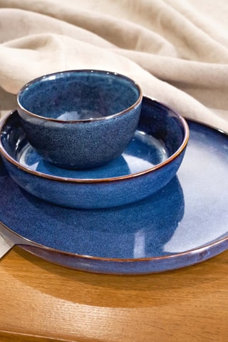 6 assiettes plates en céramique Blue Moon - 27 cm