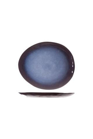 Assiette plate ovale en grès Sapphire - 27,5 x 23 cm