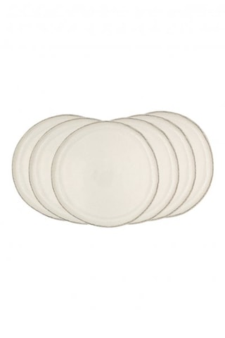 6 assiettes plates en céramique Coton