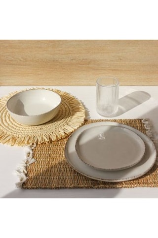 6 assiettes plates en céramique Coton