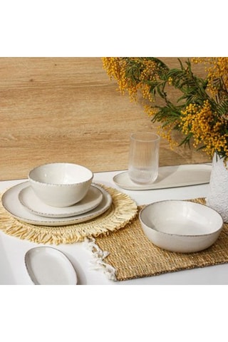 6 assiettes plates en céramique Coton