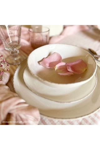 6 assiettes plates en céramique Coton