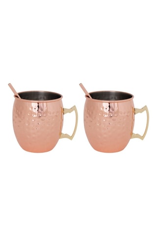 2 verres en acier inoxydable avec pailles Martele - 45 cl