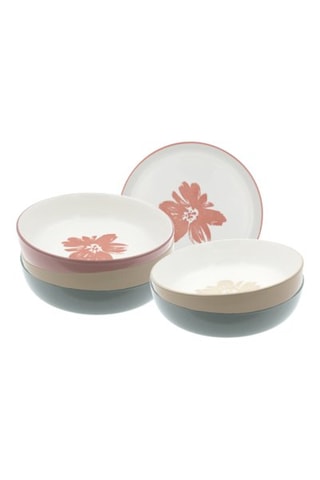6 assiettes creuses en porcelaine Hanae