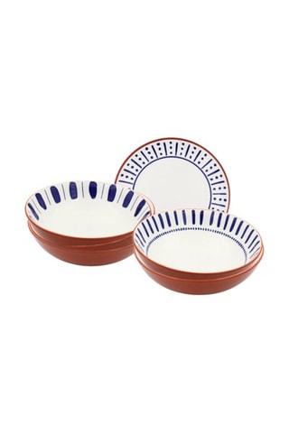 6 assiettes creuses en porcelaine Santorin