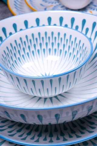 6 assiettes creuses en porcelaine Kyoto - 21 cm