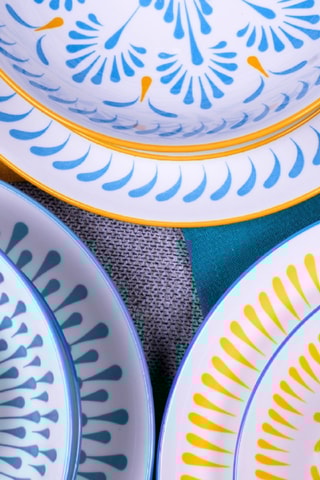 6 assiettes creuses en porcelaine Kyoto - 21 cm